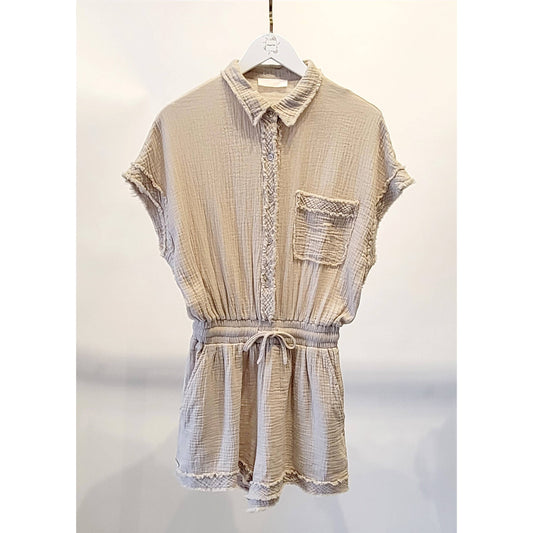 Washed Linen Button Down Romper